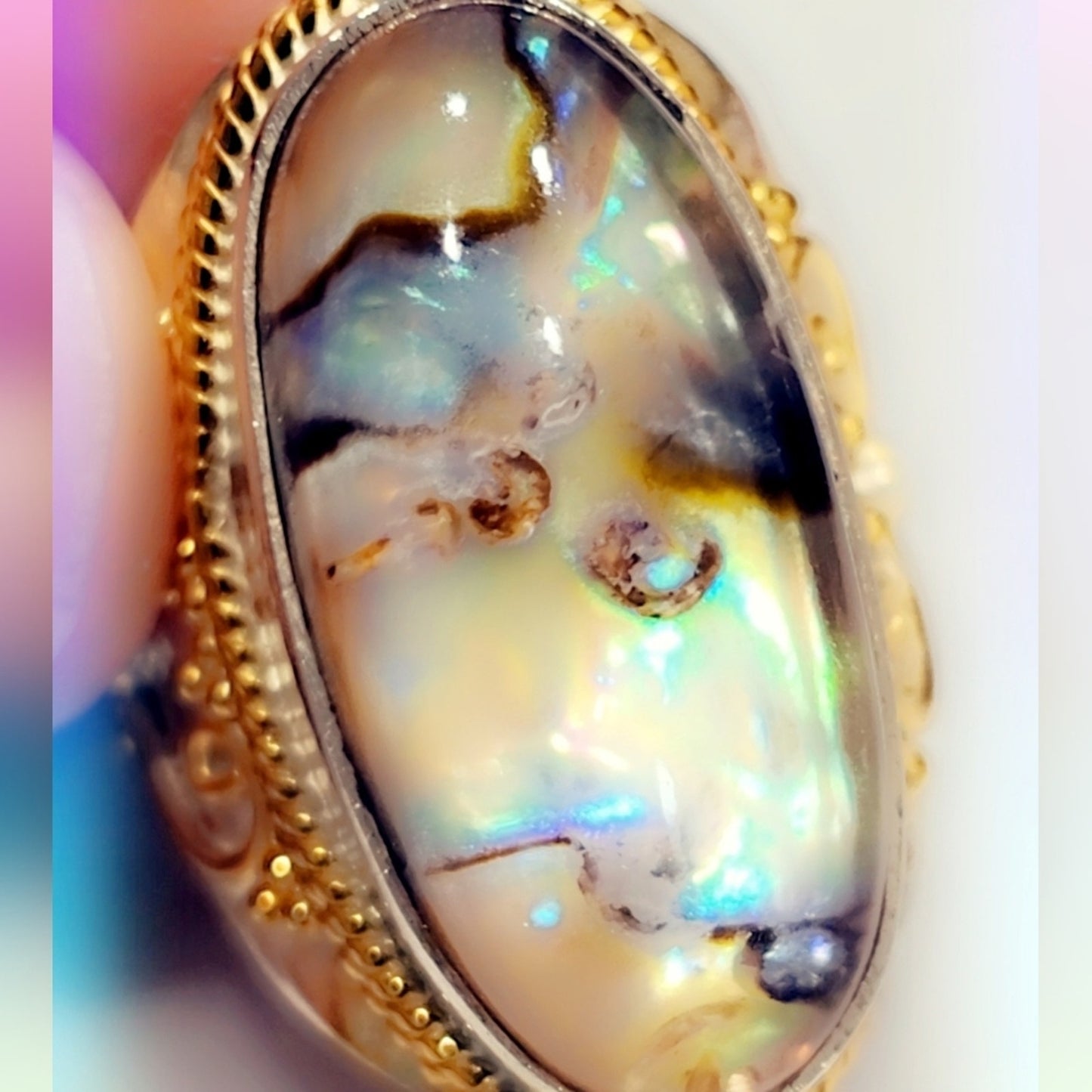 Abalone Sterling Gemstone Ring