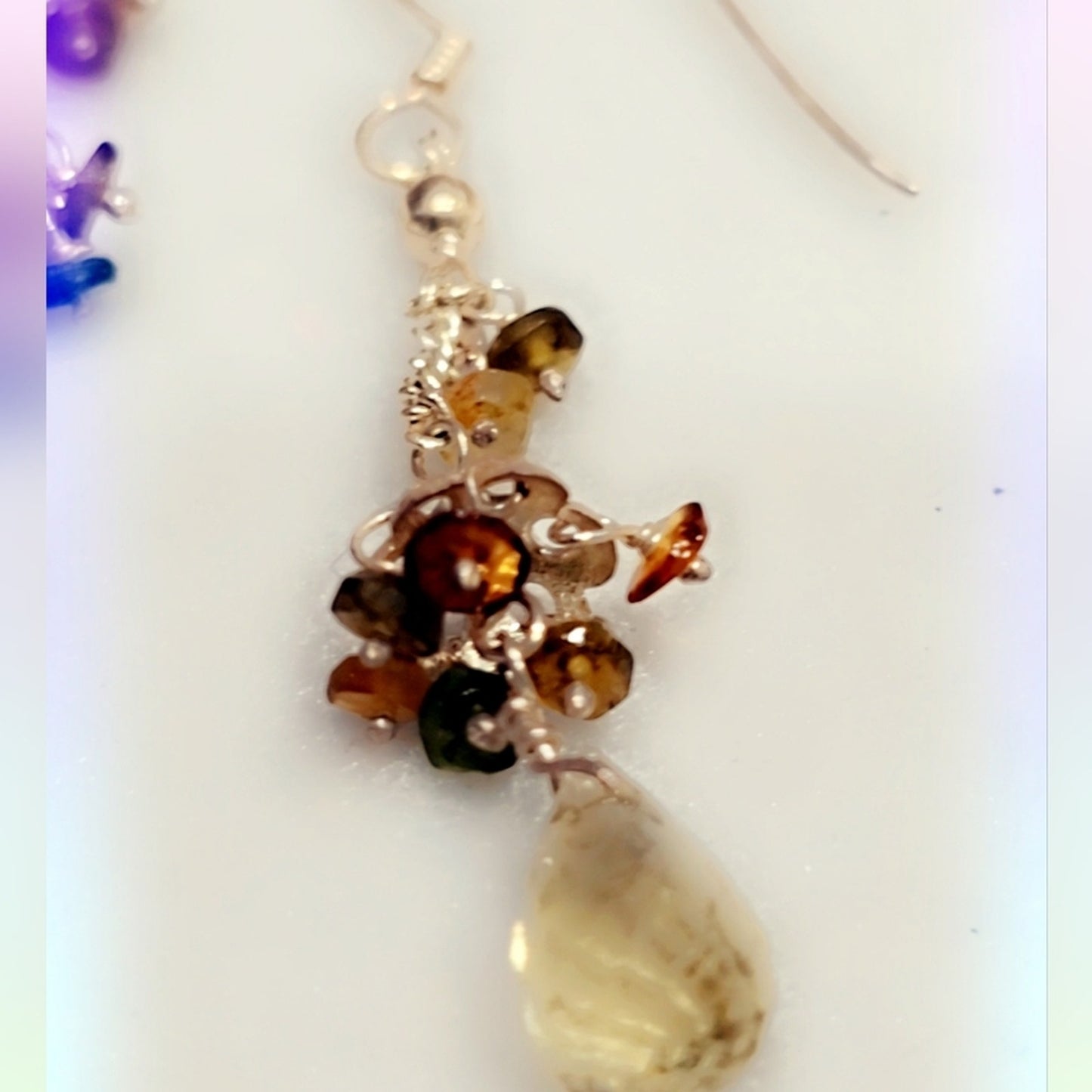Sterling Silver Gemstone Dangle Earrings