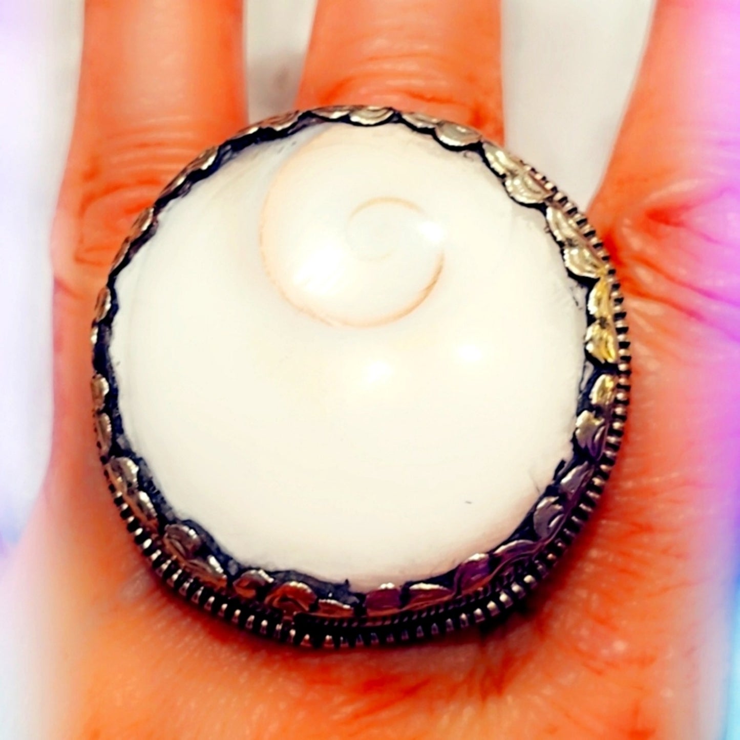 Shiva Shell Ring Carved Handcrafted Tibetan Ring