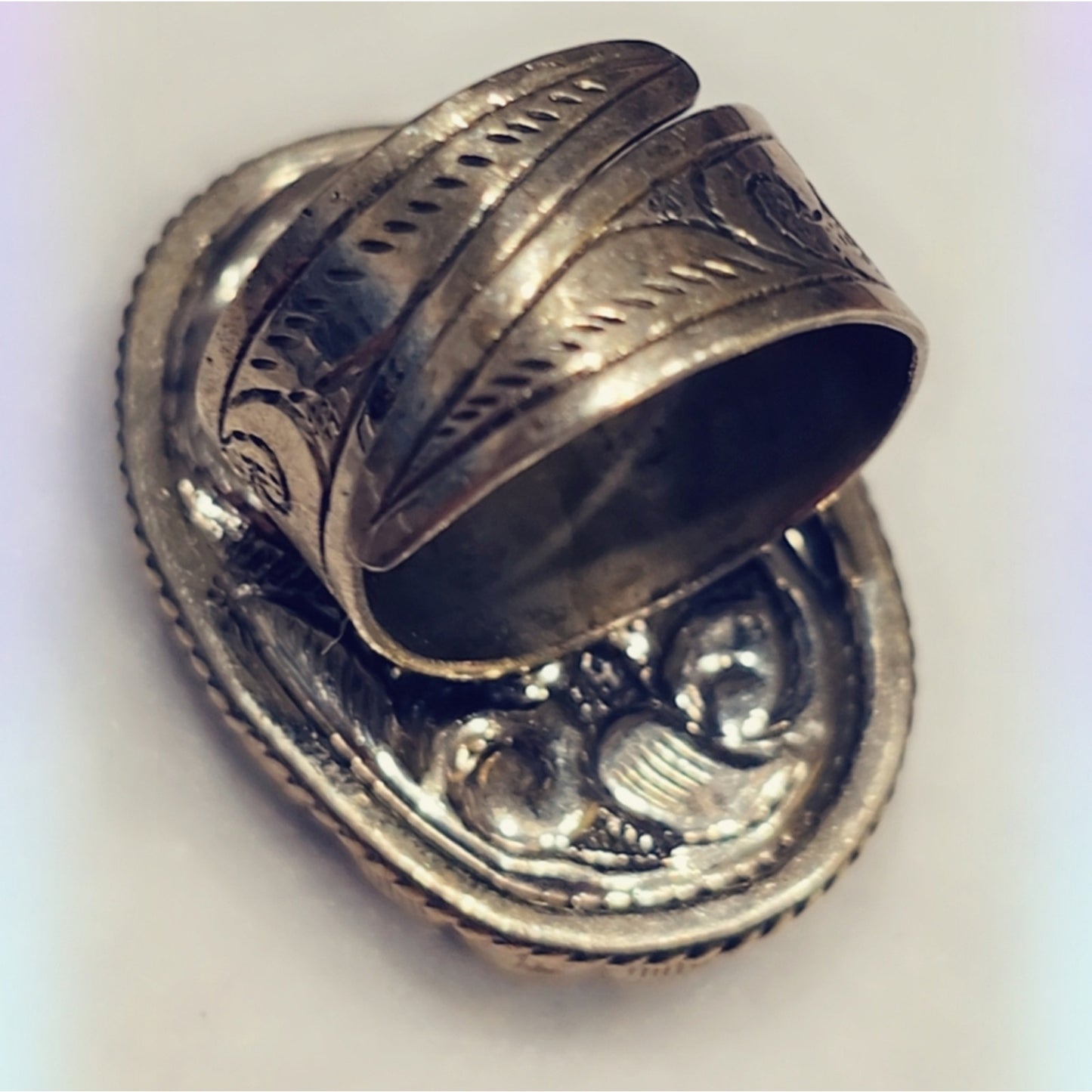 Pyrite Ring Carved Handcrafted Tibetan Ring