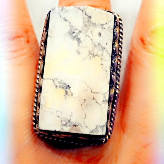 Magnesite Huge Gemstone Handcrafted Tibetan Ring