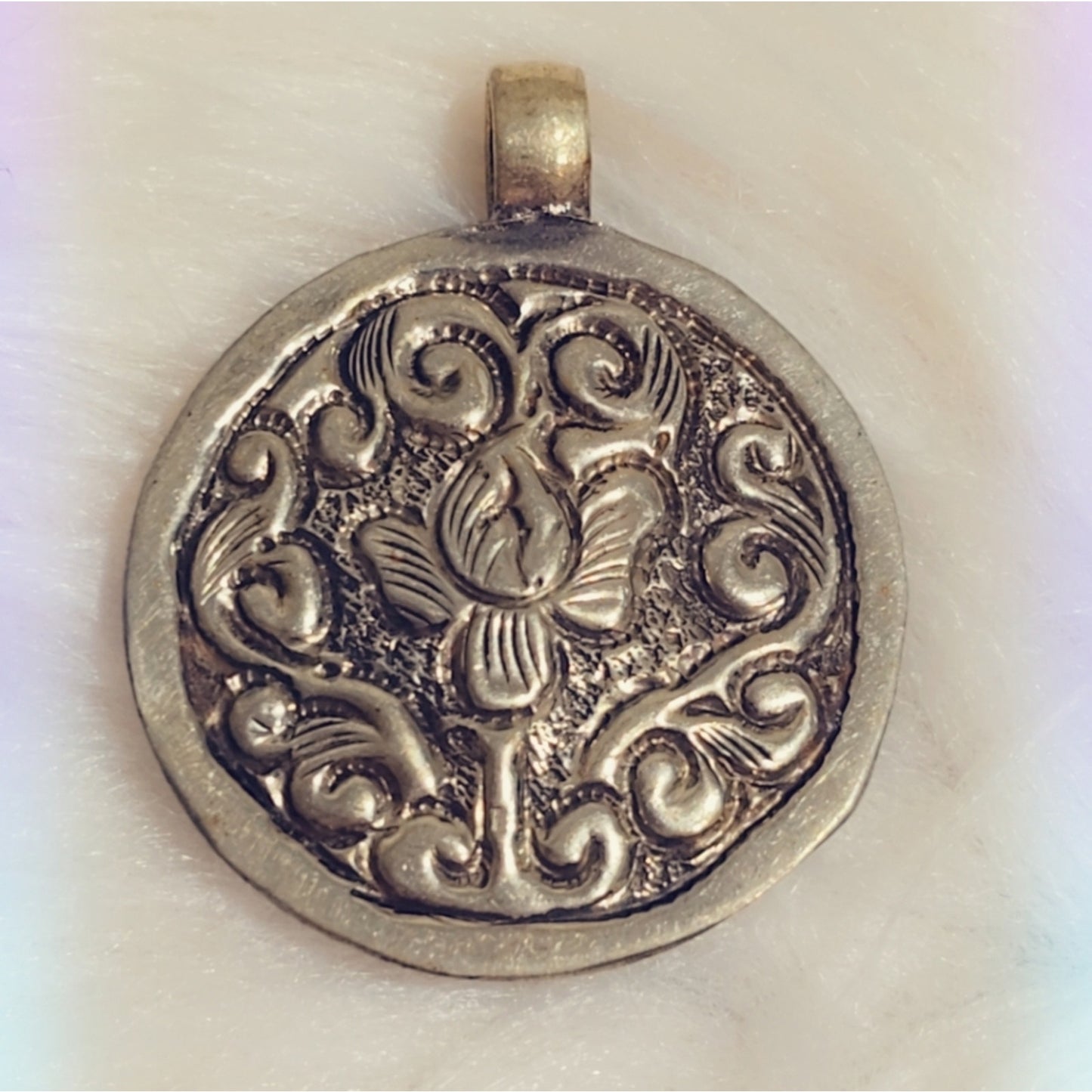 Tibetan Mother Of Pearl, Coral & Shiva Shell Pendant
