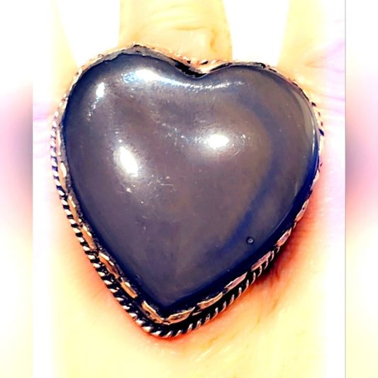 Sheen Obsidian Gemstone Handcrafted Tibetan Ring