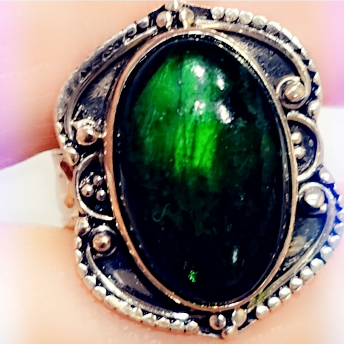 Enhanced Labradorite Sterling Silver Gemstone Ring