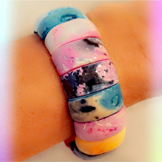 Multi Color Agate Stretch Bracelet, Colorful & Unique
