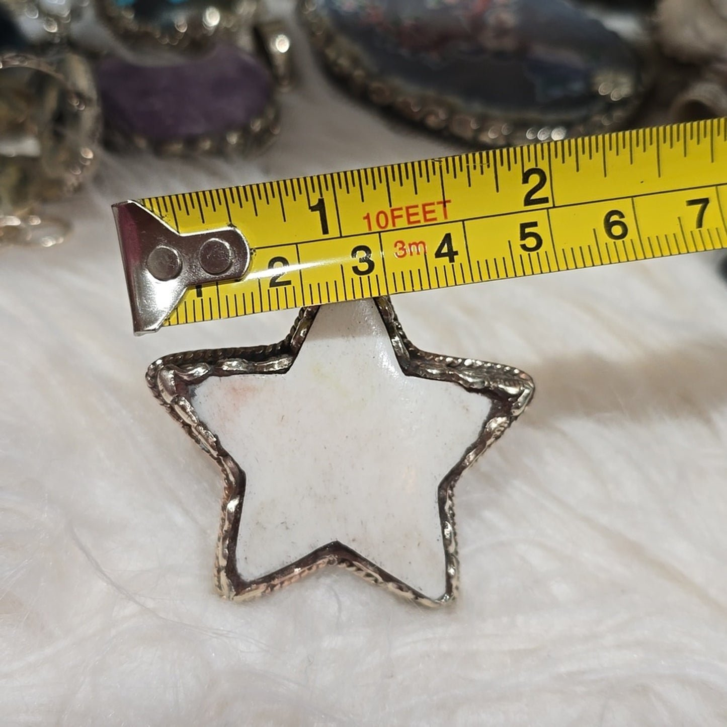 Star π Carved Bone Gigantic Ring. Handcrafted