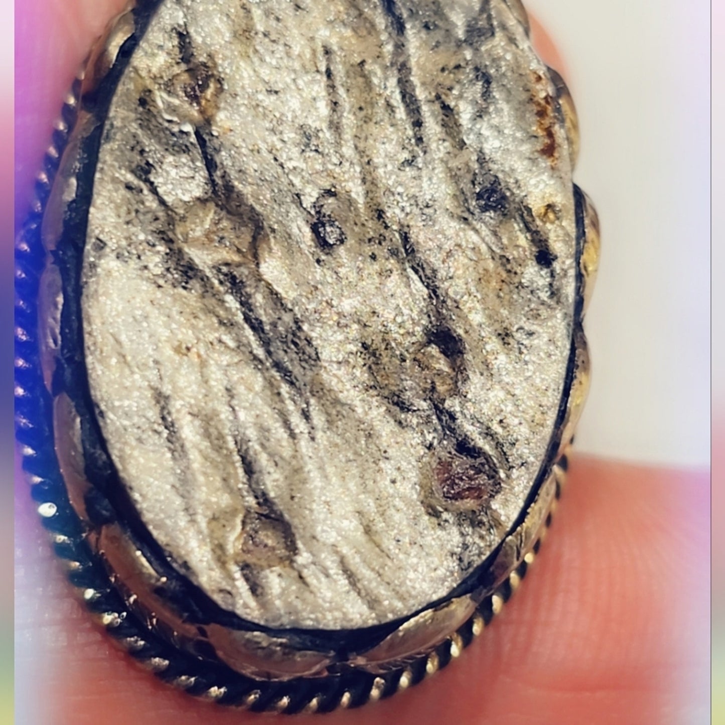 Pyrite Ring Carved Handcrafted Tibetan Ring