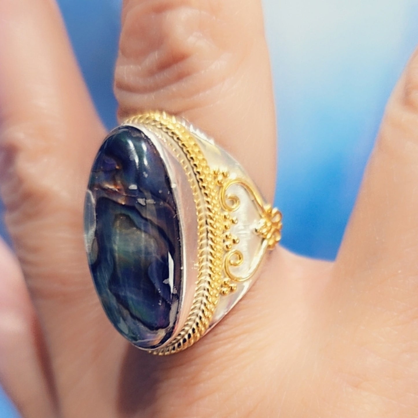 Abalone Sterling Gemstone Ring