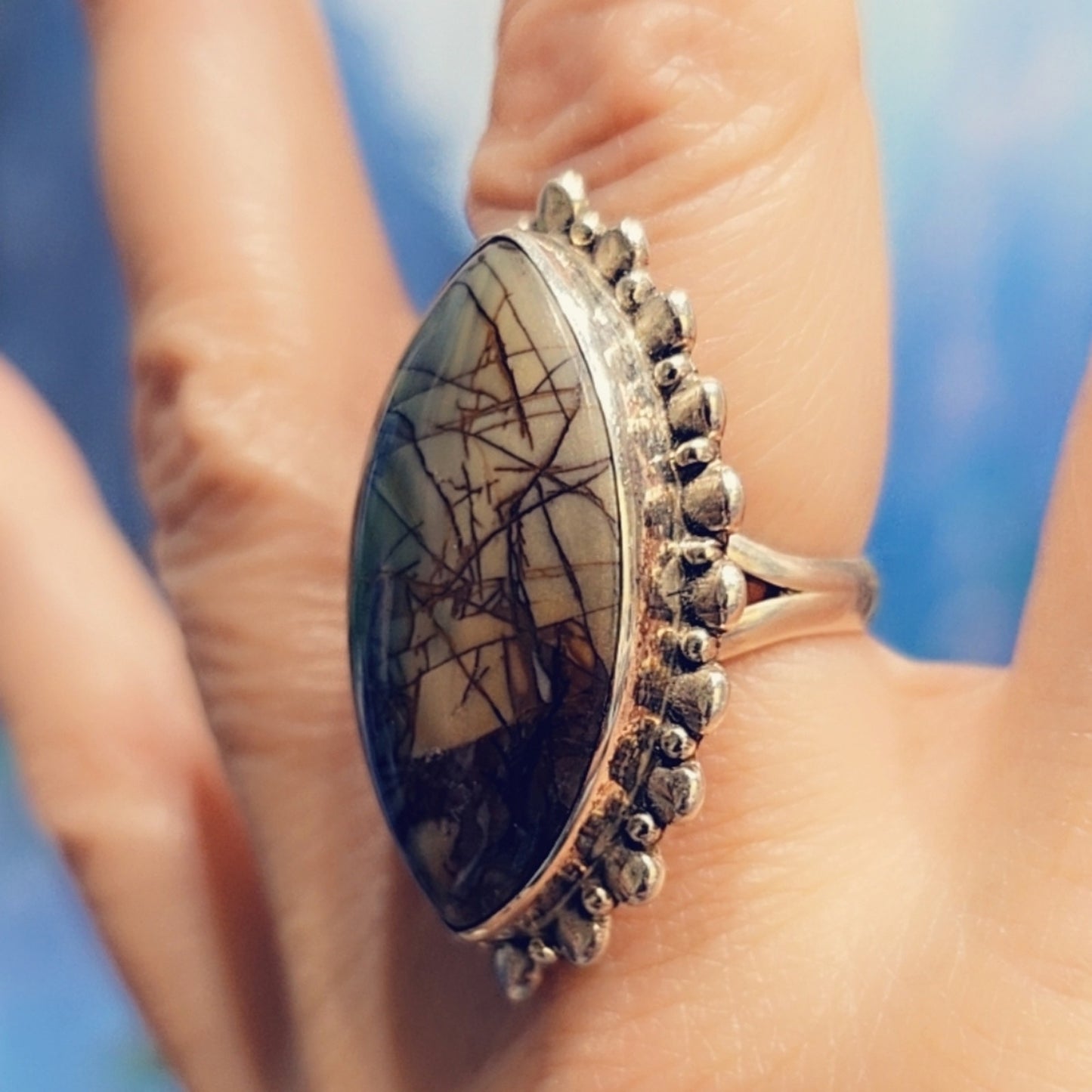 Picasso Stone Sterling Silver Gemstone Ring