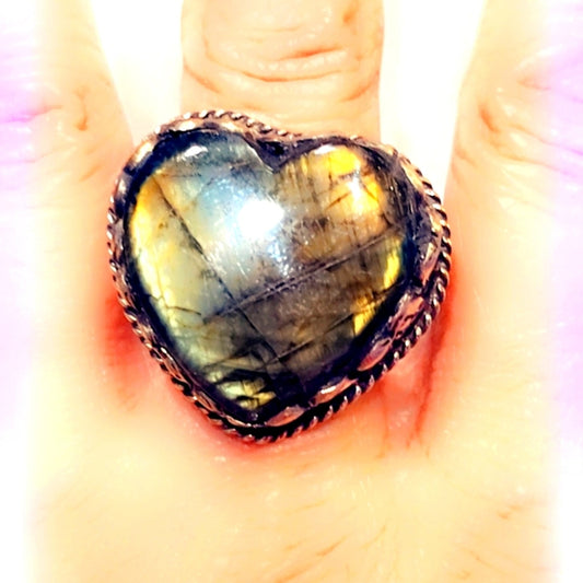 Labradorite Gemstone Handcrafted Tibetan Ring