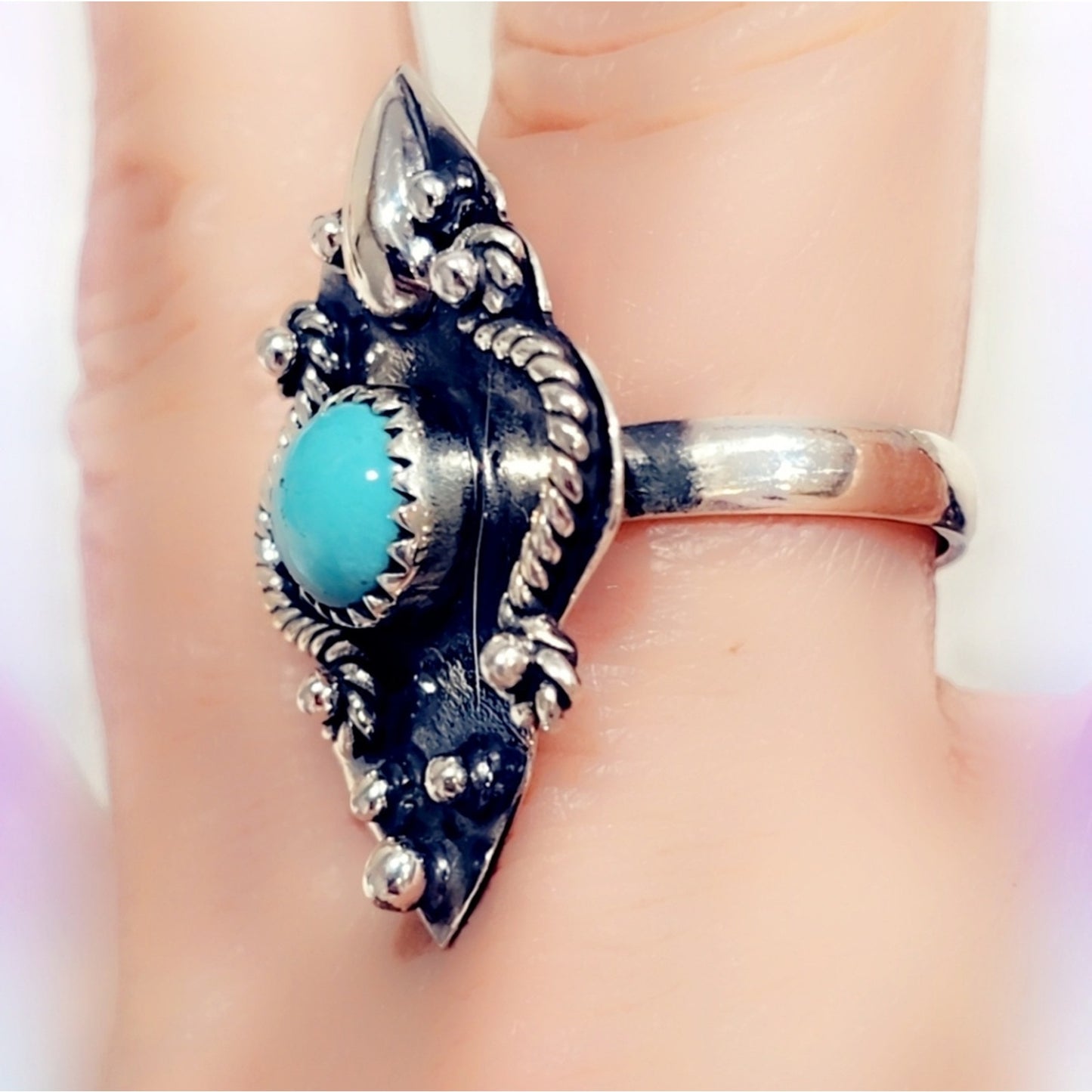 Turquoise Oxidized Sterling Silver 925 Gemstone Ring