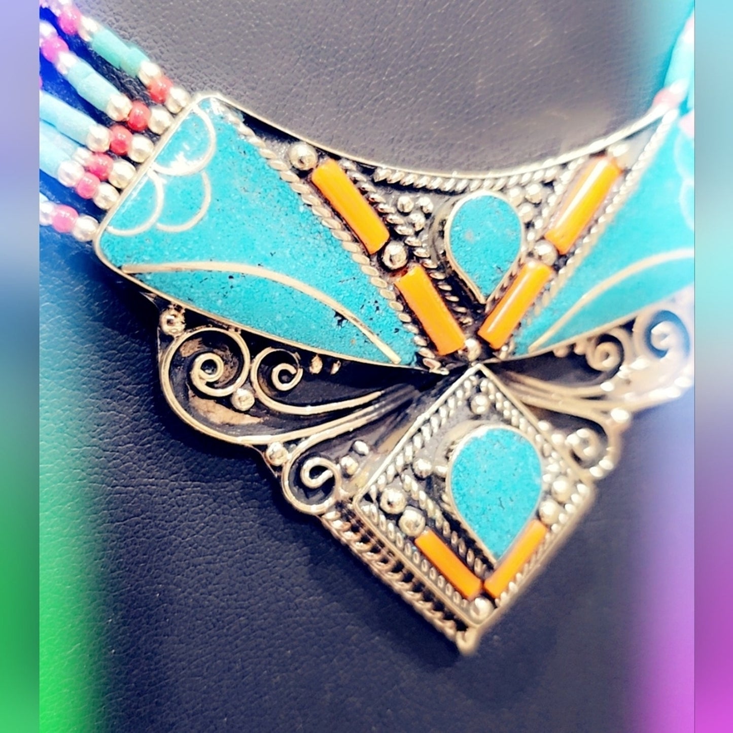 Hand Crafted Tibetan Coral & Turquoise Necklace