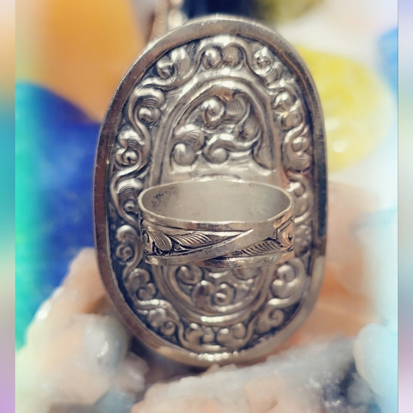 Skeleton Moon Carved Buffalo Bone Handcrafted Tibetan Ring