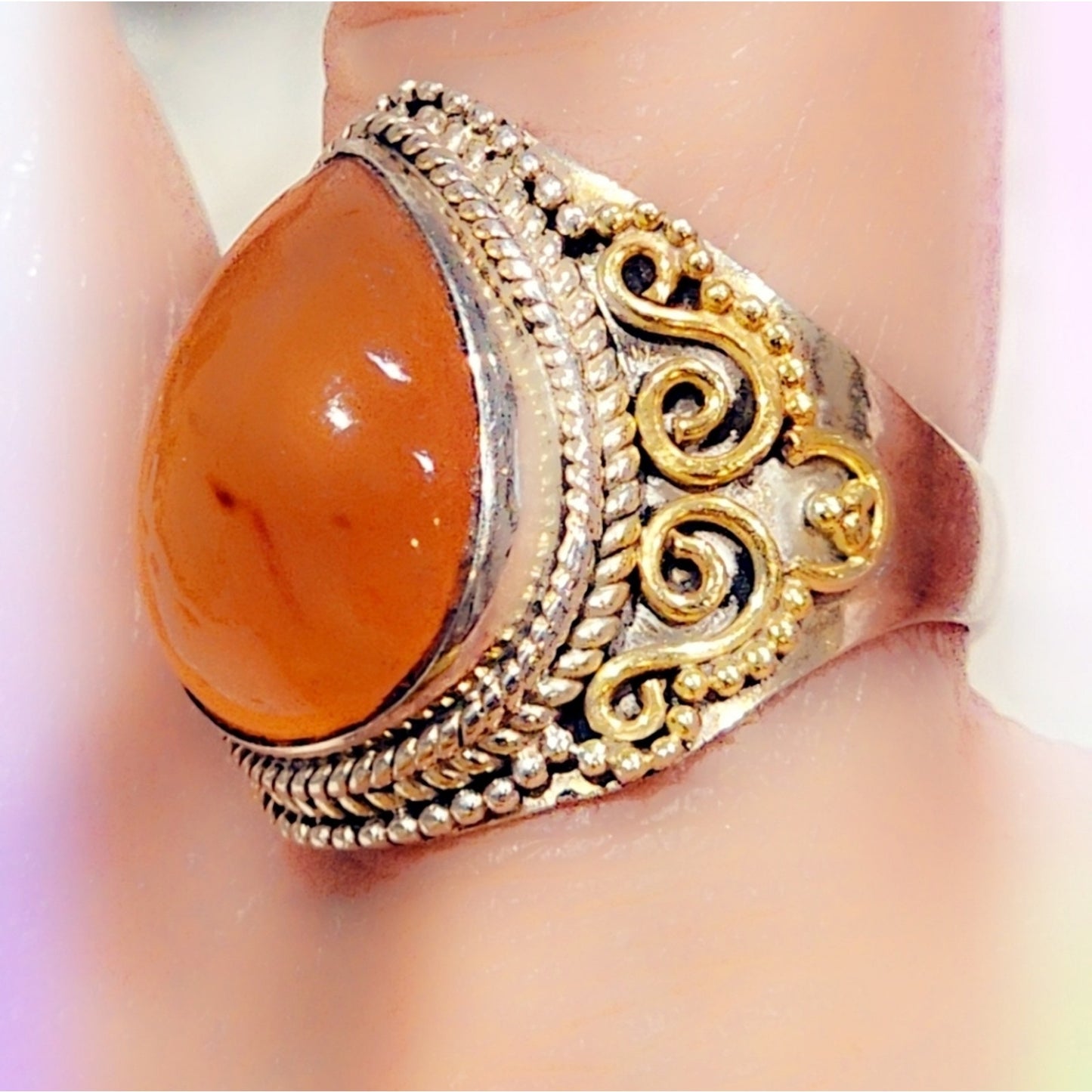 Carnelian Sterling Silver Gemstone Ring