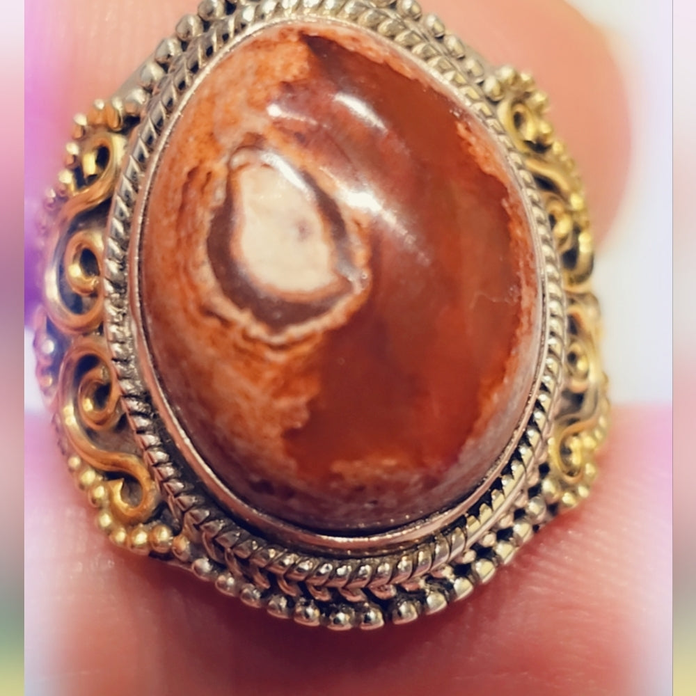 Mexican Fire Opal Sterling Silver Gemstone Ring