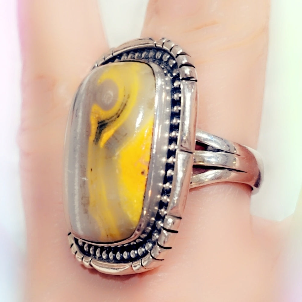 Huge BumbleBee π Solid Sterling Silver 925 Gemstone Ring