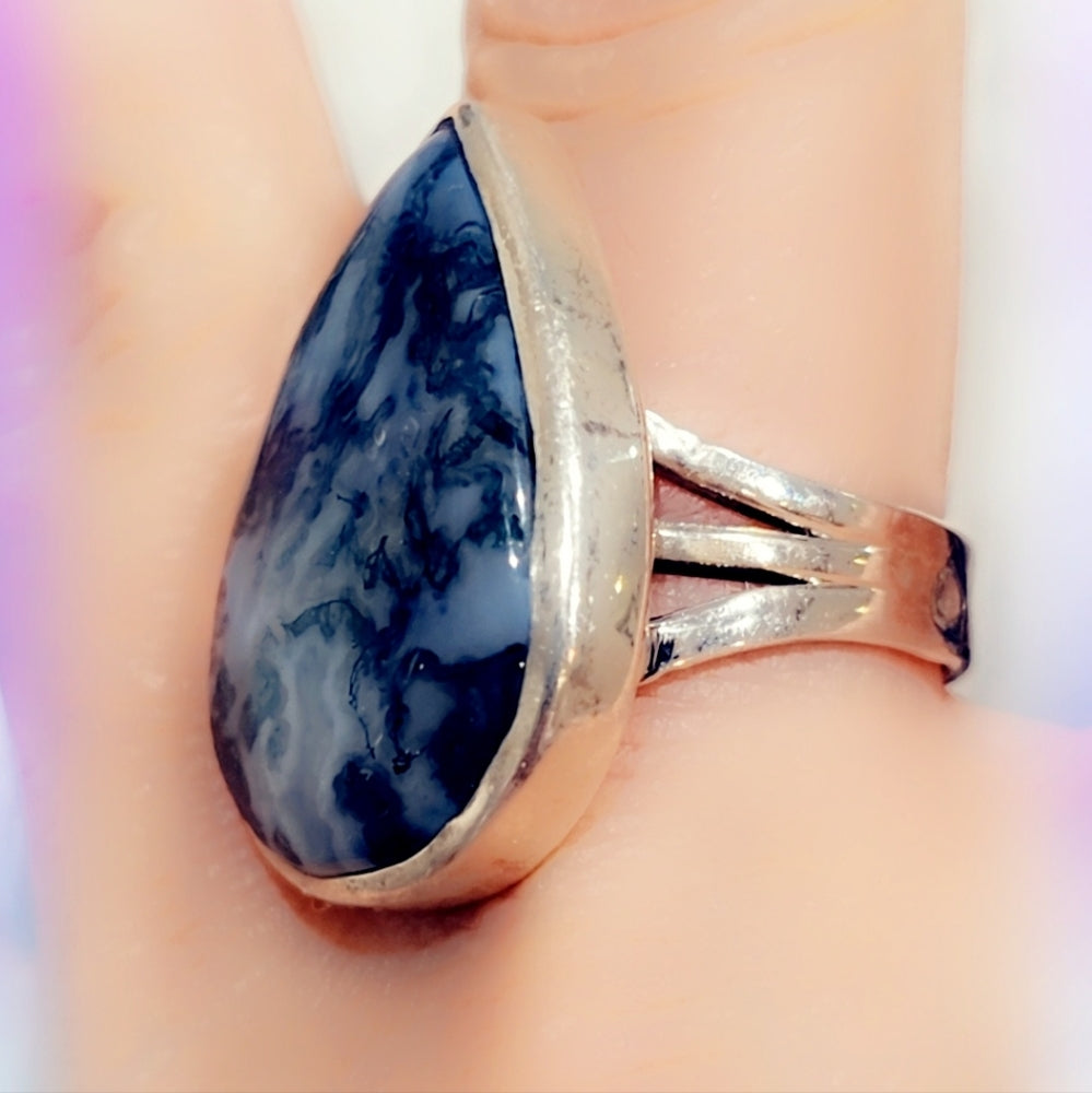 Moss Solid Sterling Silver 925 Gemstone Ring