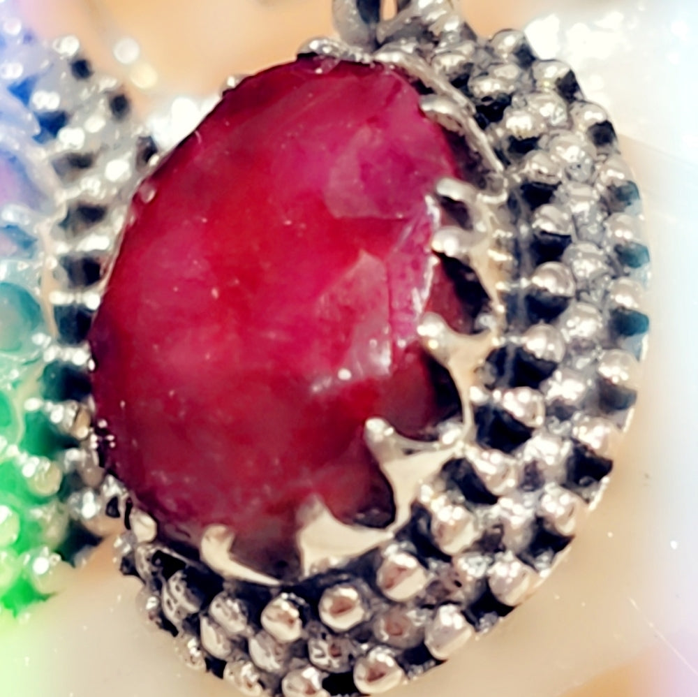 Faceted Ruby Sterling Silver Gemstone Dangle Earrings