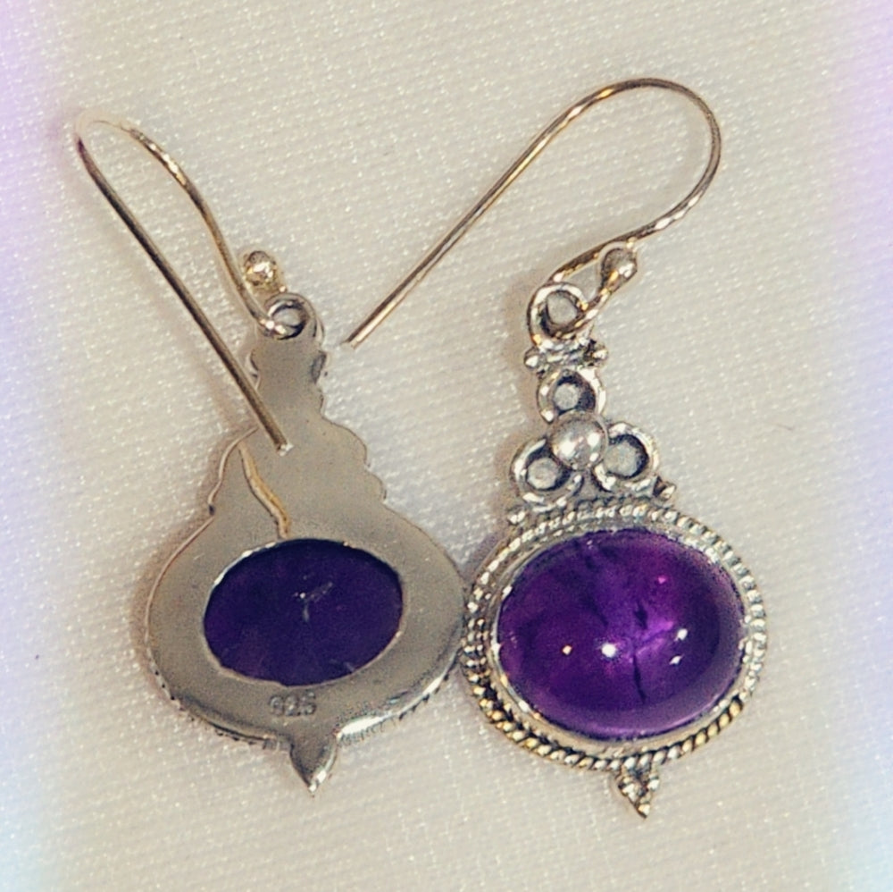 Amethyst Sterling Silver Gemstone Dangle Earrings