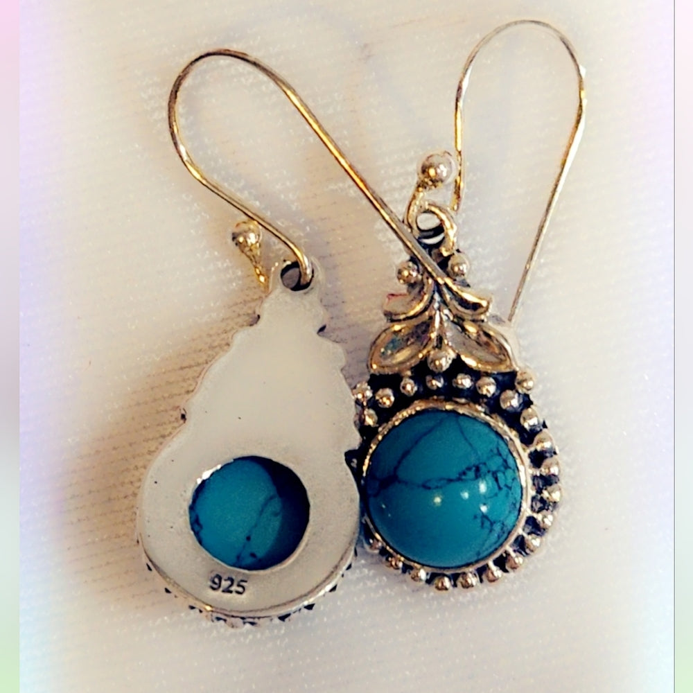 Turquoise Sterling Silver Gemstone Dangle Earrings