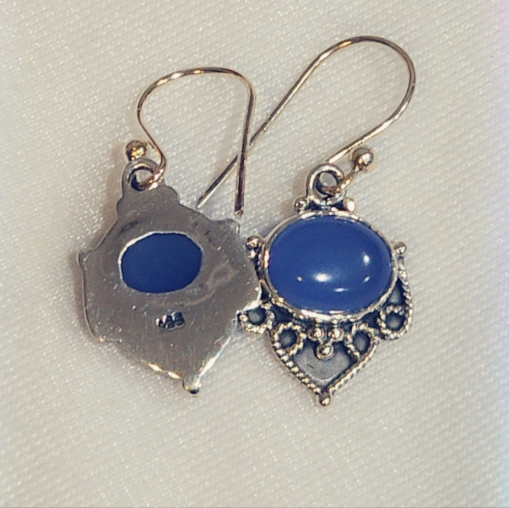 Chalcedony Sterling Silver Gemstone Dangle Earrings