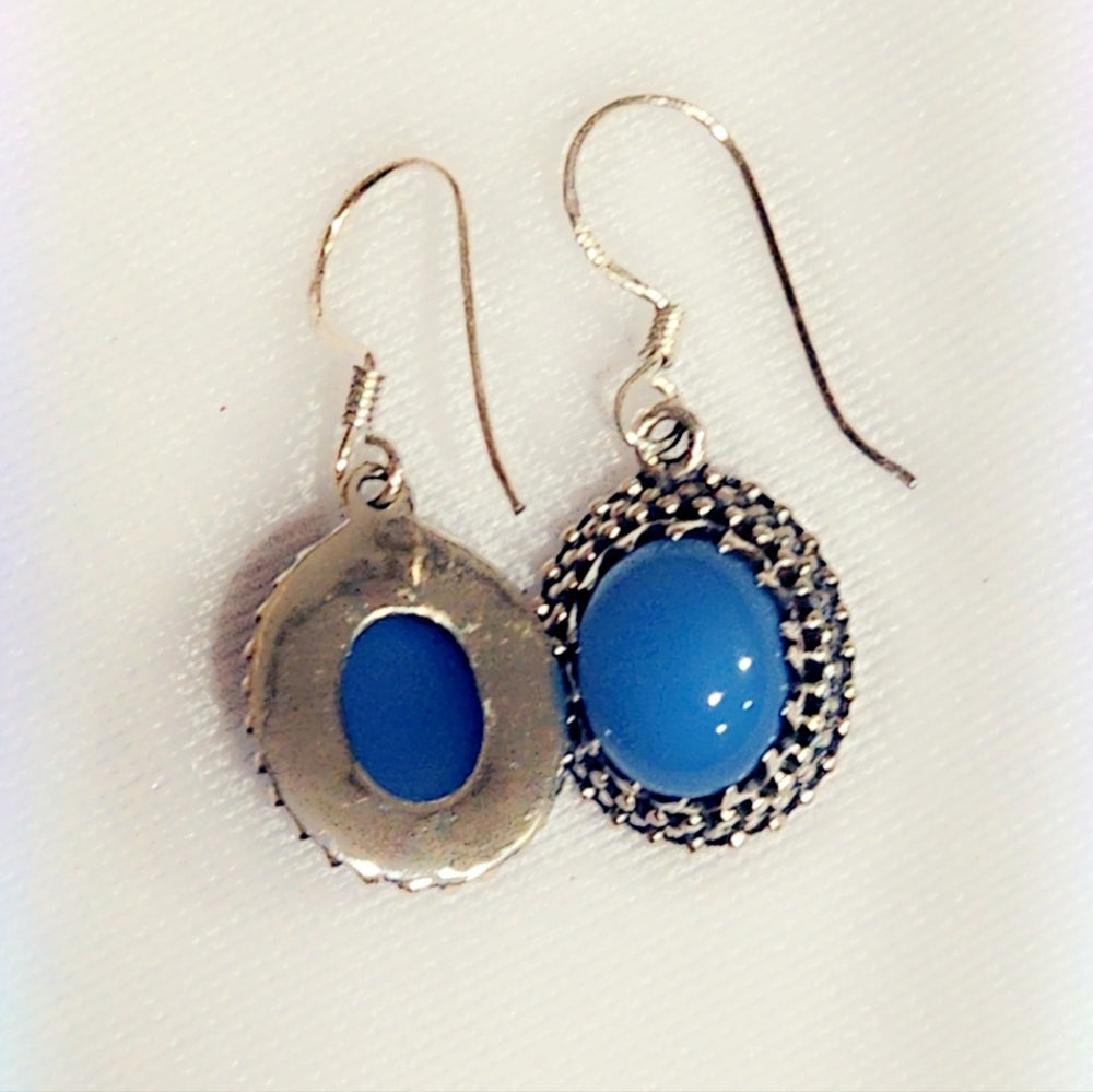 Chalcedony Sterling Silver Gemstone Dangle Earrings