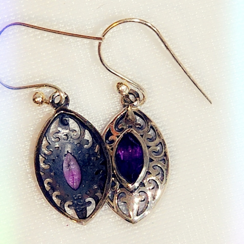 Amethyst Sterling Silver Gemstone Dangle Earrings