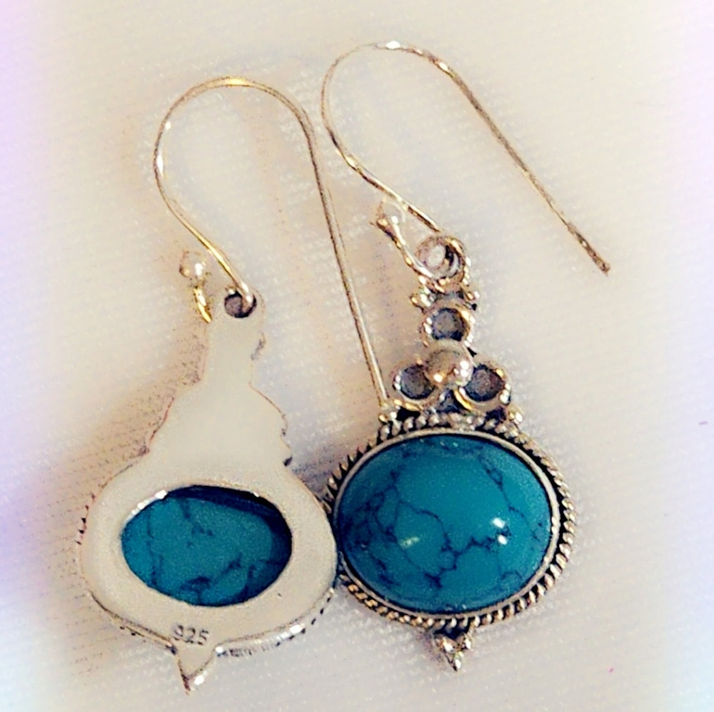 Turquoise Sterling Silver Gemstone Dangle Earrings