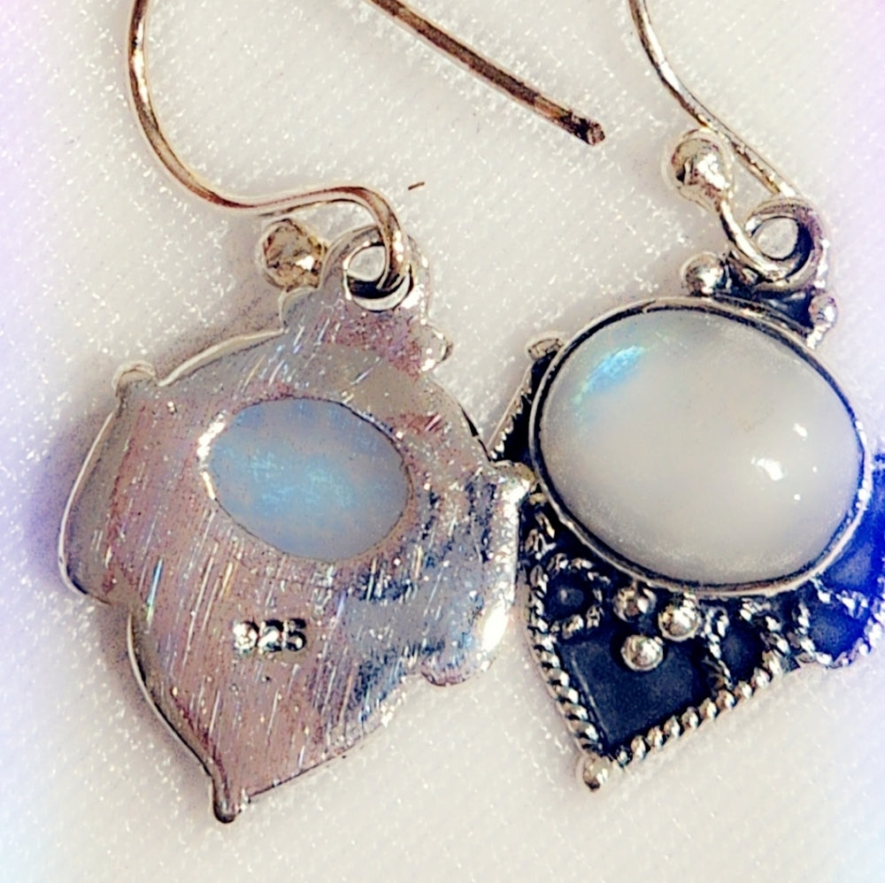 Moonstone Sterling Silver Gemstone Dangle Earrings