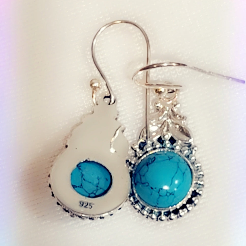 Turquoise Sterling Silver Gemstone Dangle Earrings