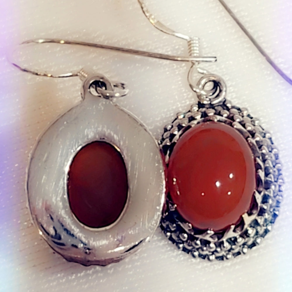 Carnelian Sterling Silver Gemstone Dangle Earrings