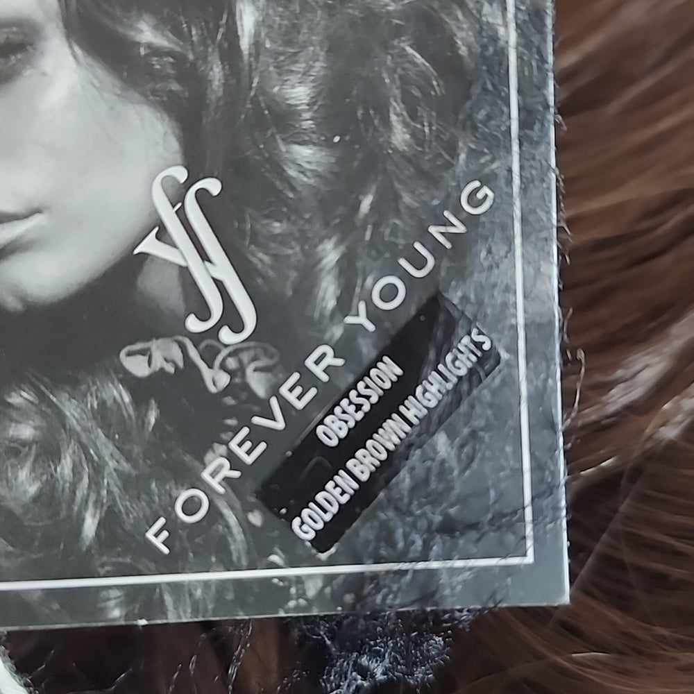BRUNETTE wig, lush full curls, straight bands, skin top - New Wigs
