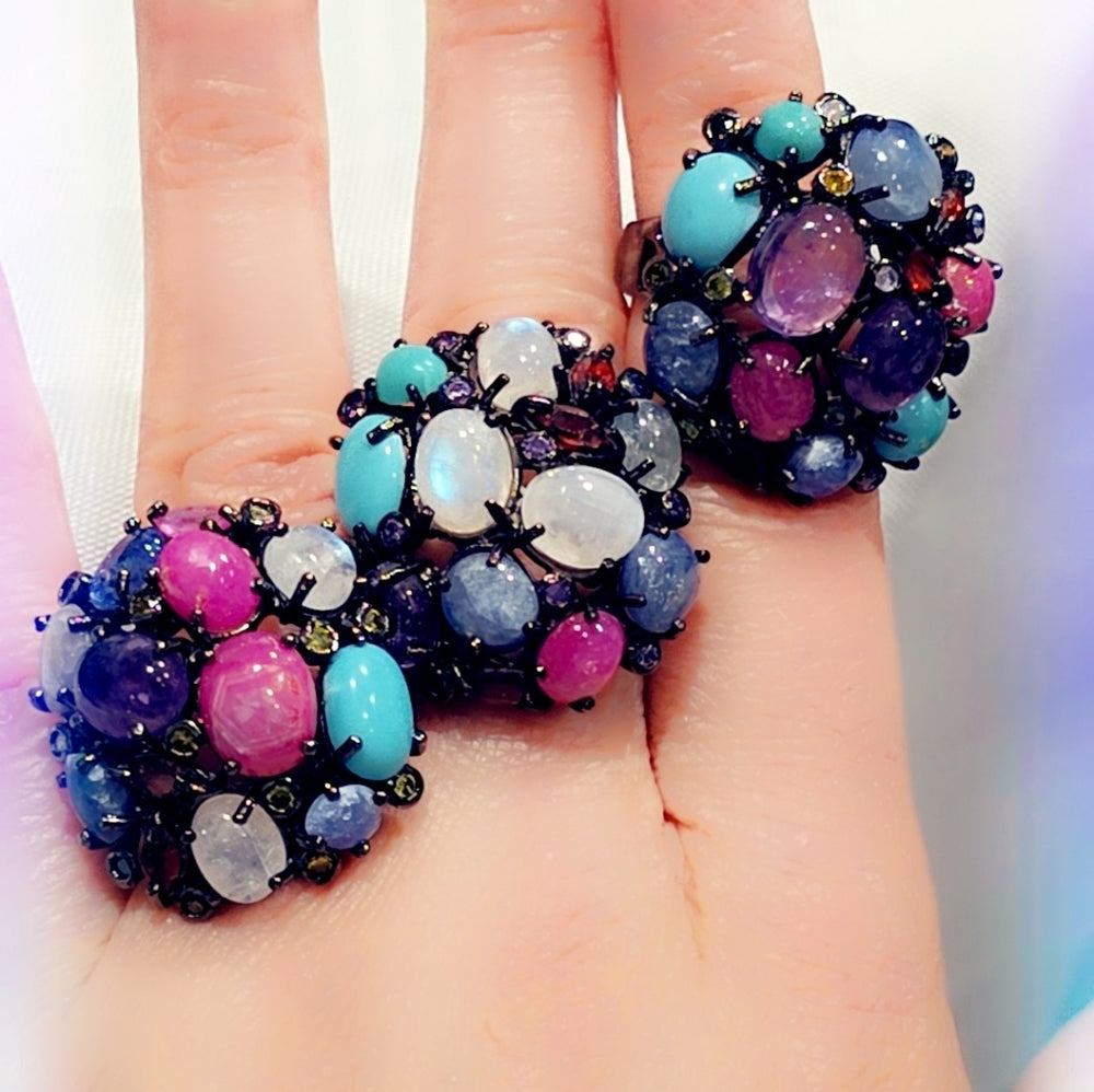 Multi Stone Gemstone Sterling Ring