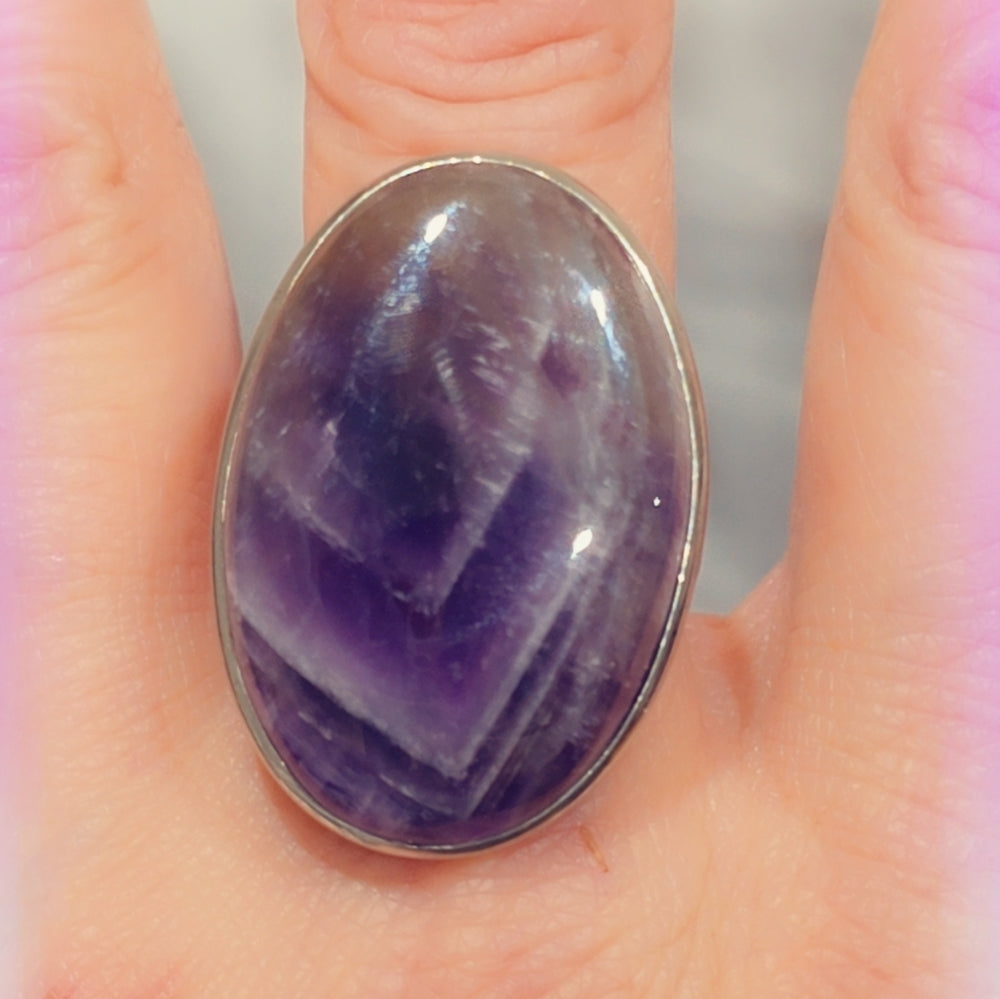 Sterling Silver Chevron Amethyst Gemstone Ring