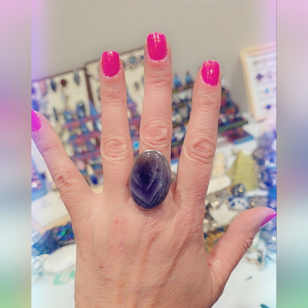 Sterling Silver Chevron Amethyst Gemstone Ring