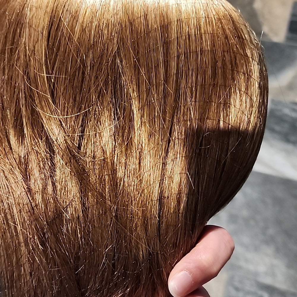 Auburn Blonde- NEW Wig Parted Skin Top, Choppy Long Layers