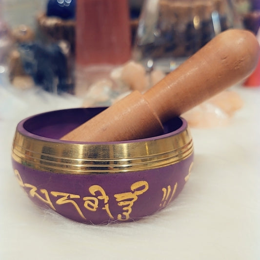 Singing Bowl With Mallet, Etched, Color Options!