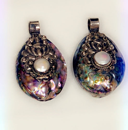 Abalone & Pearl Puff Tibetan Pendant