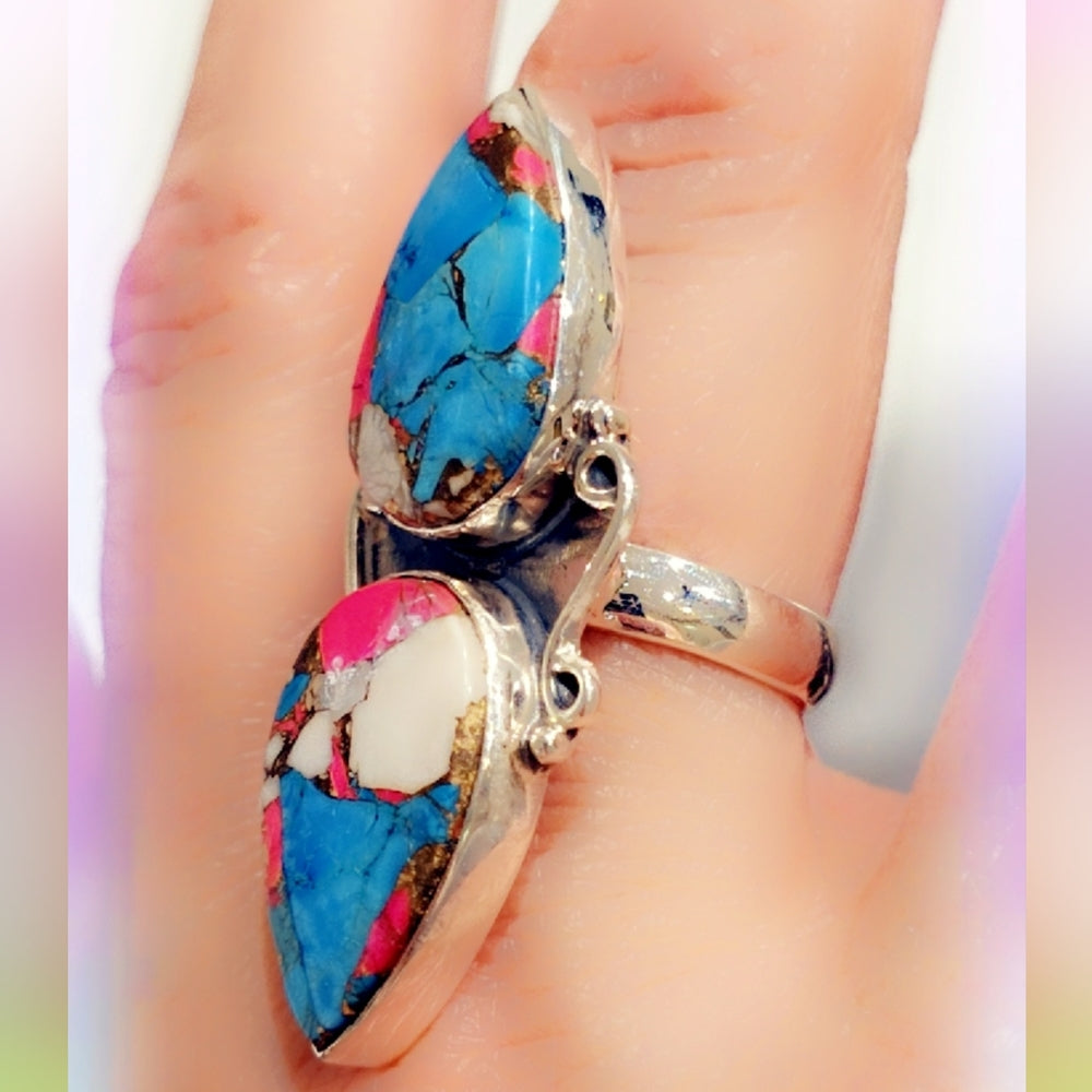 Cotton Candy Turquoise Sterling Gemstone Ring