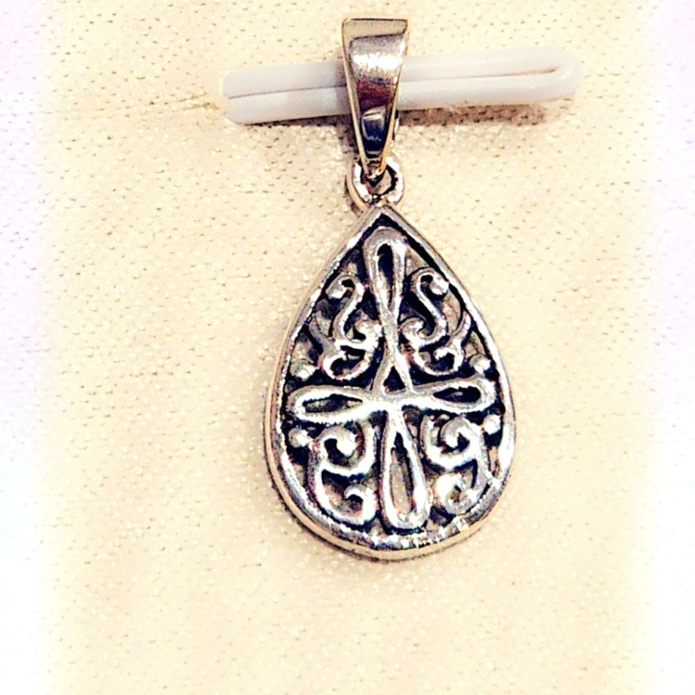 Filagree Cross Sterling Pendant Charm
