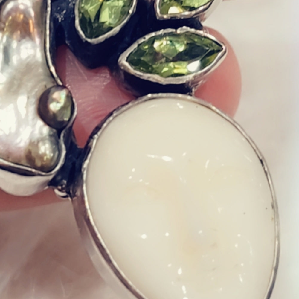 Dichroic Multi Stone Sterling Silver Pendant