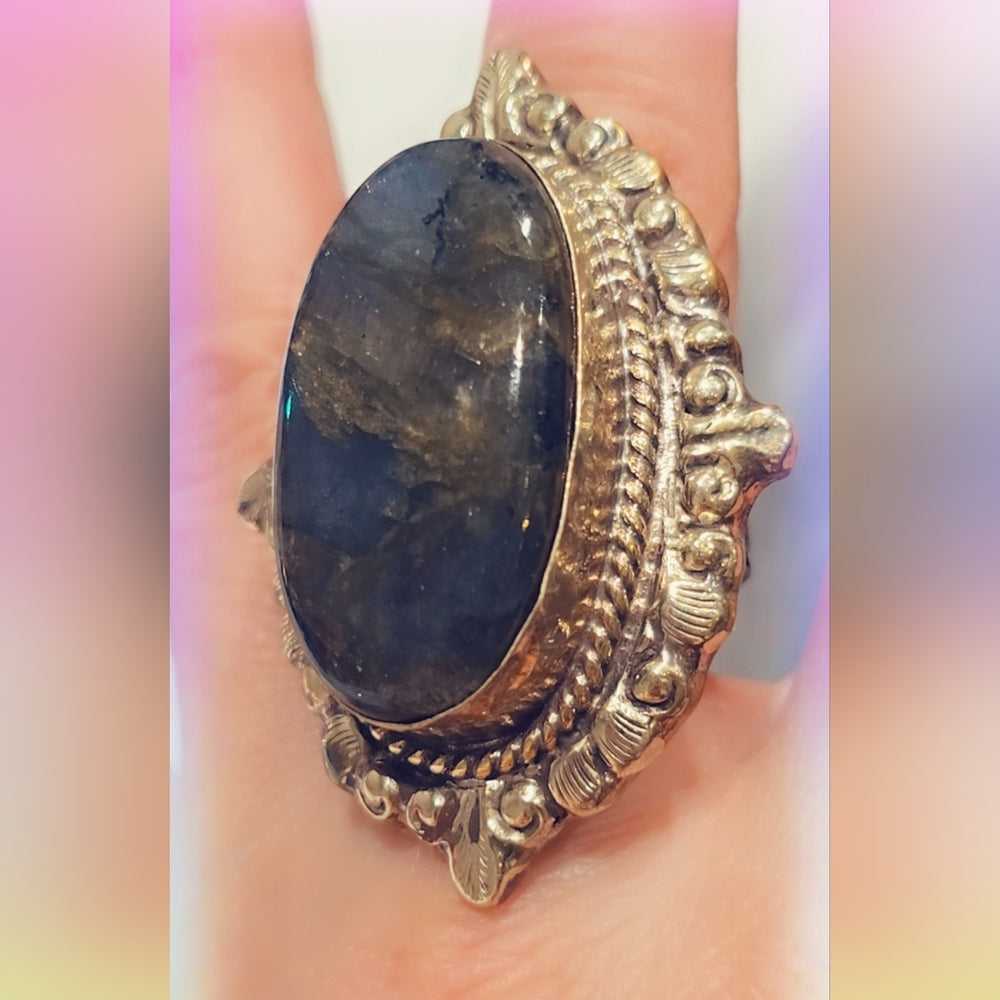 Labradorite Handcrafted Tibetan Ring