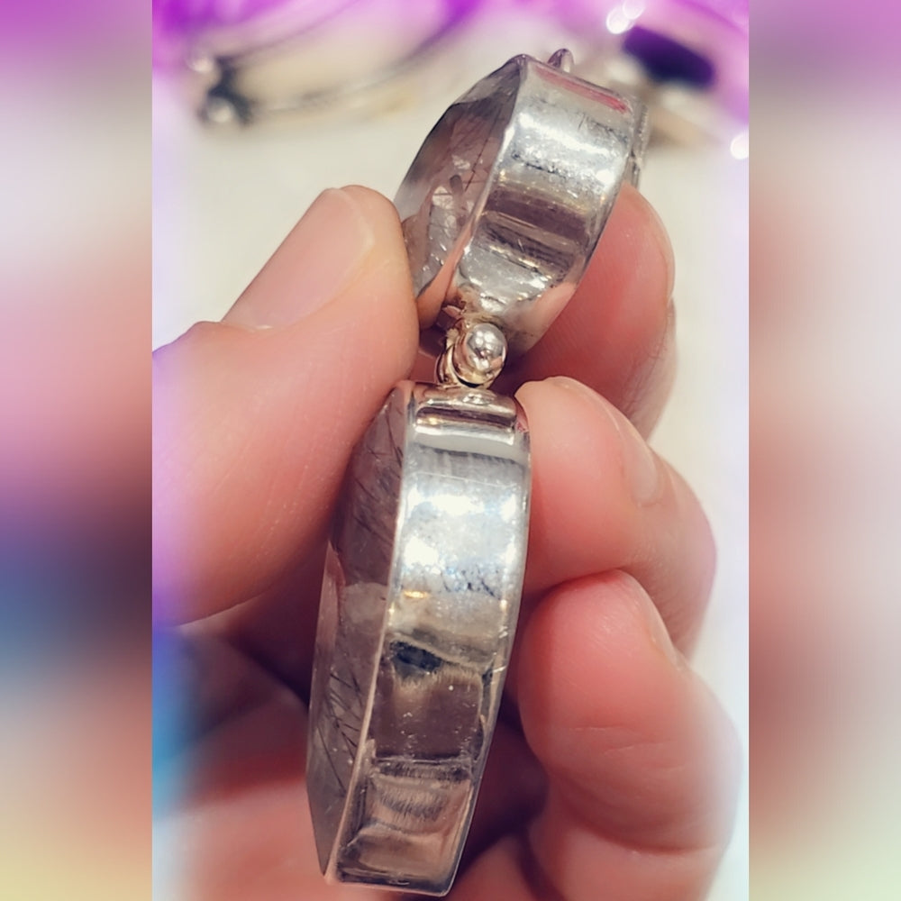 Faceted Rutilated Sterling Silver Pendant