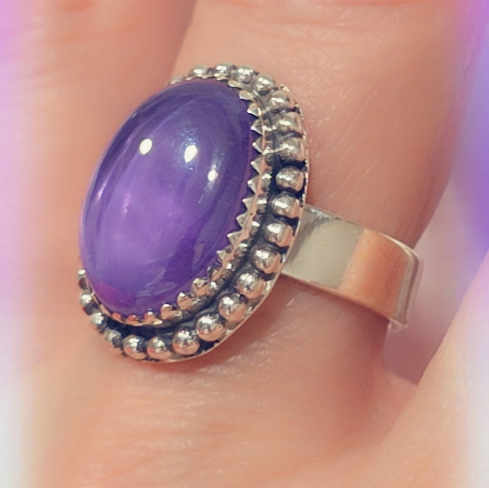 Purple Cubic Zirconia Sterling Gemstone Ring
