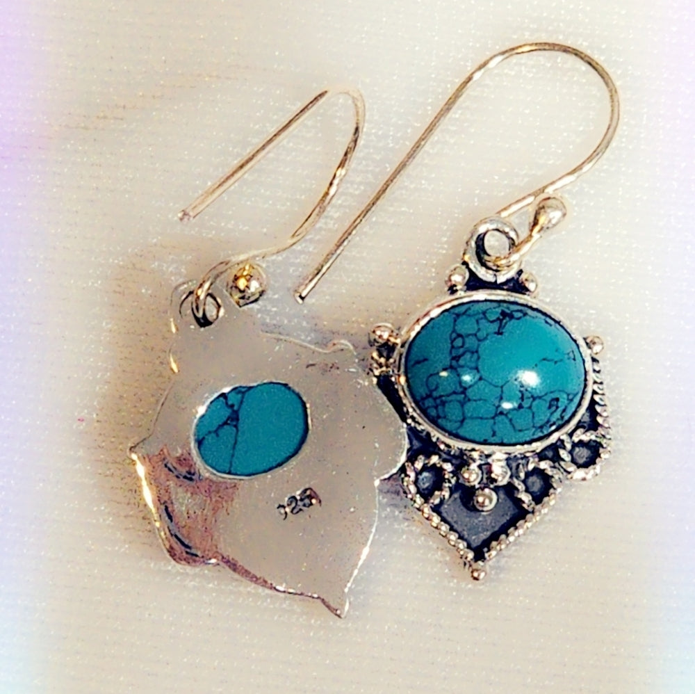 Turquoise Sterling Silver Gemstone Dangle Earrings