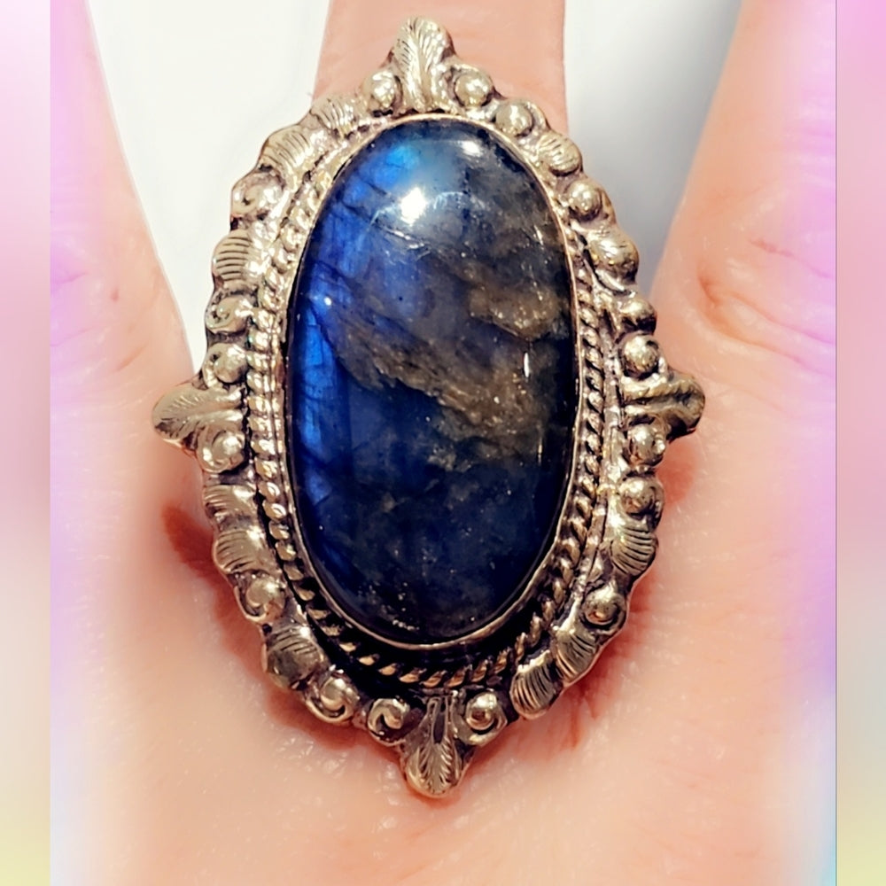 Labradorite Handcrafted Tibetan Ring