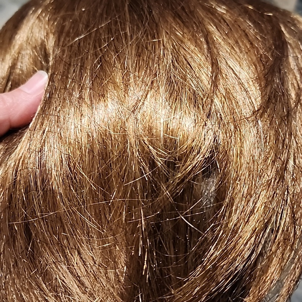 Auburn Blonde- NEW Wig Parted Skin Top, Choppy Long Layers