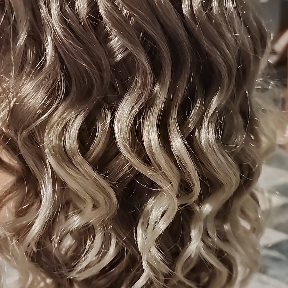 BLONDE New wig, lush full curls, straight bands, skin top - New Wigs