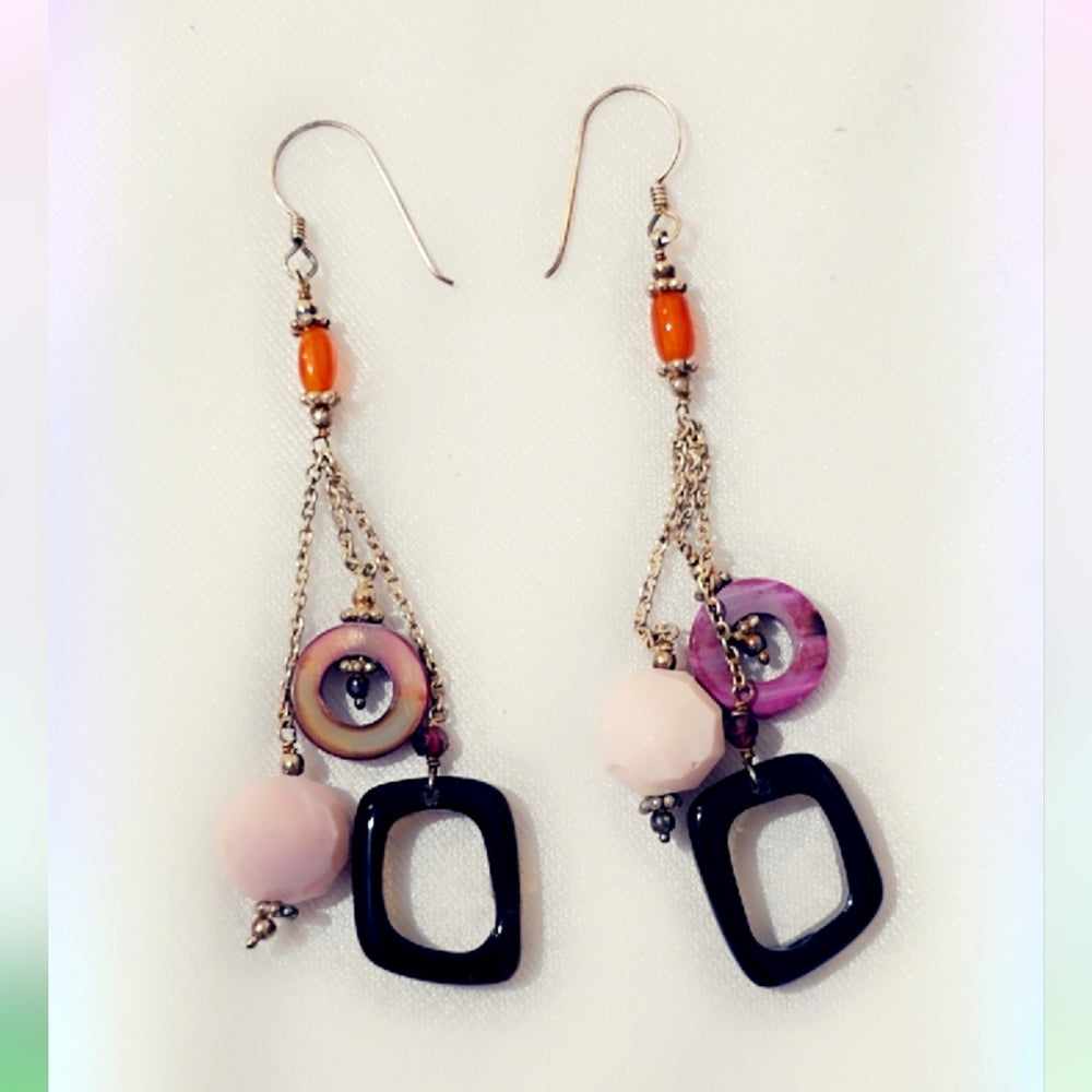 Sterling Silver Gemstone Dangle Earrings