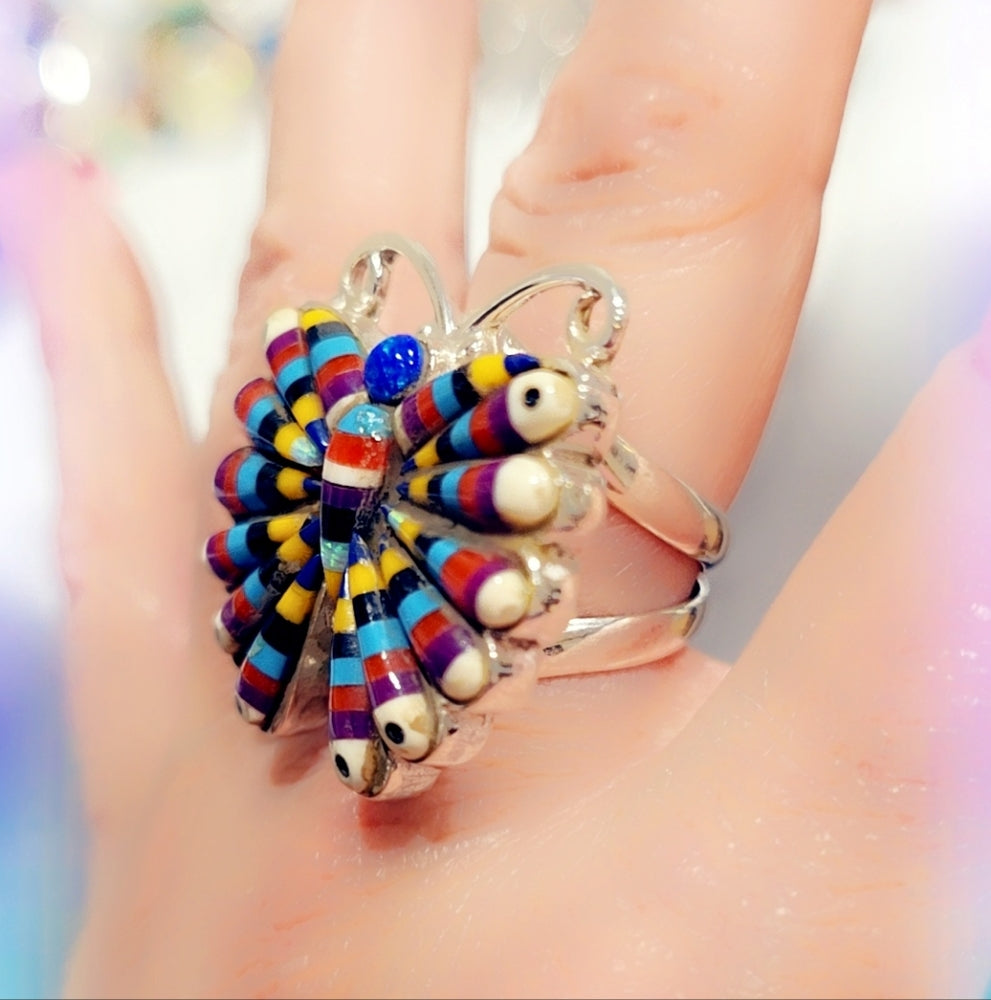 Opal & Turquoise Sterling Silver Gemstone Ring